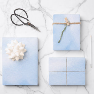 Modern Watercolor Blue Clouds Wrapping Paper Sheets