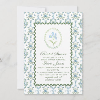 Modern Watercolor Blue flowers Bridal ShInvitation Invitation