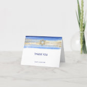 Modern Watercolor Blue Gold Bar Mitzvah Hebrew Thank You Card (Front)