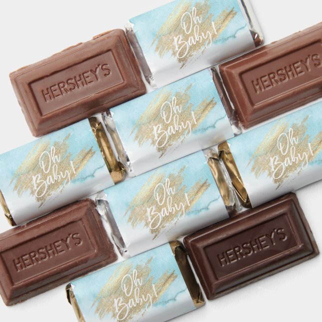 Modern Watercolor Blue Gold Oh Baby Shower Hershey's Miniatures (Assorted)