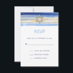 Modern Watercolor Blue Gold Star BAR MITZVAH RSVP Card<br><div class="desc">Beautiful religious Jewish Bar Mitzvah RSVP invitation cards. Modern yet elegant watercolor design in brush stroke blue colors, light to navy blue. Gold Star of David in middle with faux gold foil brush stroke. Modern script letters. 'Is called to the TORAH as a Bar Mitzvah'. Prefect for 13 year old...</div>