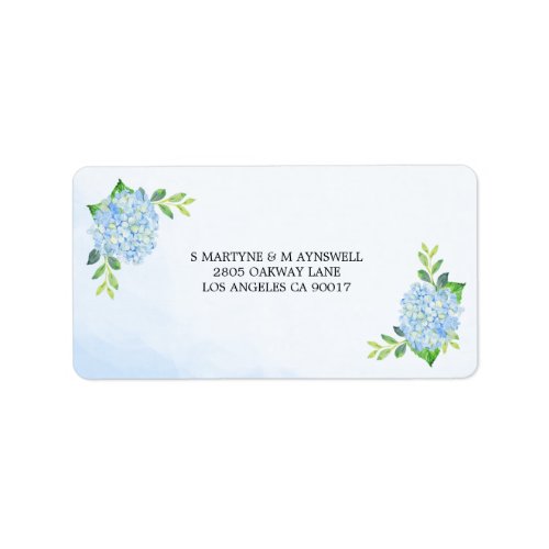 Modern Watercolor Blue Hydrangea Wedding RSVP Label