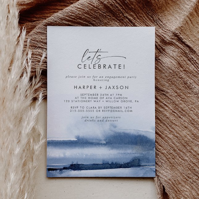 Modern Watercolor | Blue Let's Celebrate Invitation (Creator Uploaded)