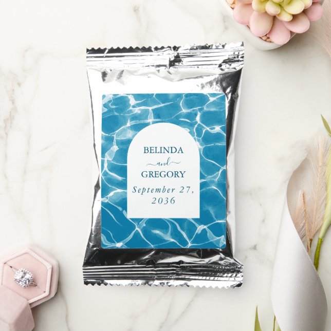 Modern Watercolor Blue Ocean Beach Wedding Coffee Drink Mix (Wedding)