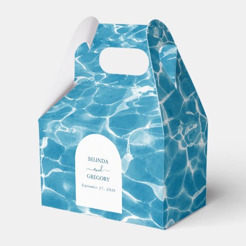 Modern Watercolor Blue Ocean Beach Wedding Favor Boxes