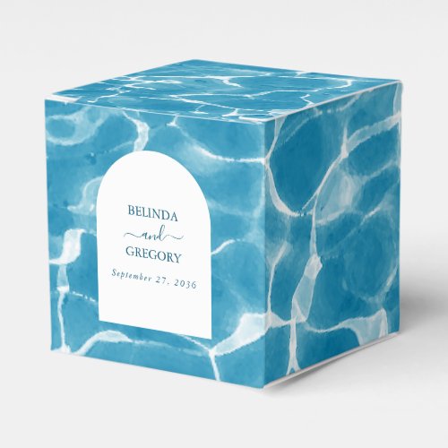 Modern Watercolor Blue Ocean Beach Wedding Favor Boxes