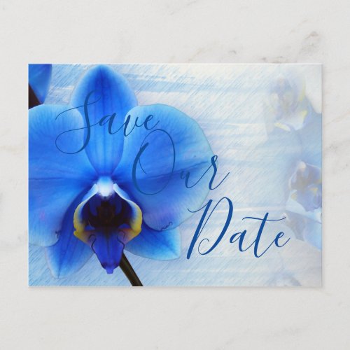 Modern Watercolor Blue Orchid Floral Wedding Postc Postcard