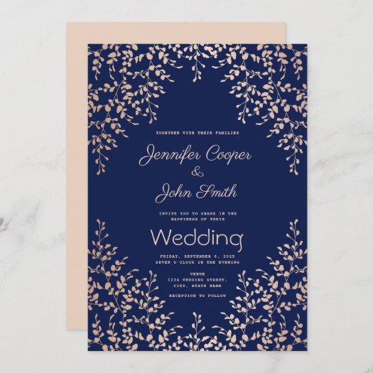 Modern Watercolor Blue Pink Botanical Wedding