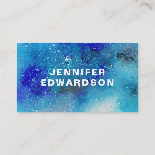 Modern watercolor blue purple splatter splash business card