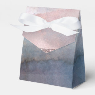 Modern Watercolor Blue & Rose Gold Pink Favor Boxes
