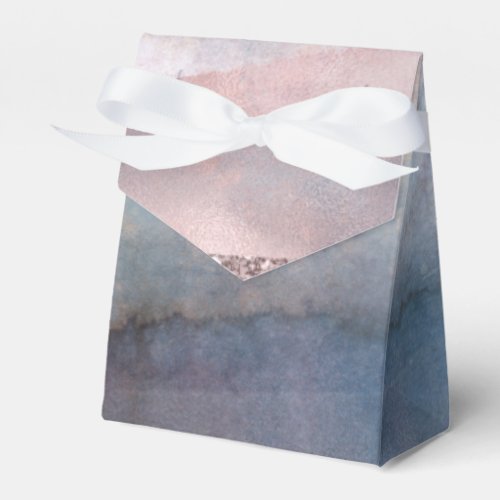 Modern Watercolor Blue  Rose Gold Pink Favor Favor Boxes