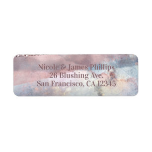 Modern Watercolor Blue & Rose Gold Pink Glam Chic Label
