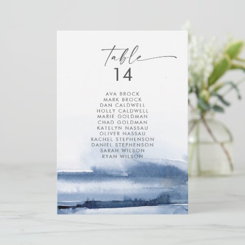 Modern Watercolor  Blue Seating Chart Cards