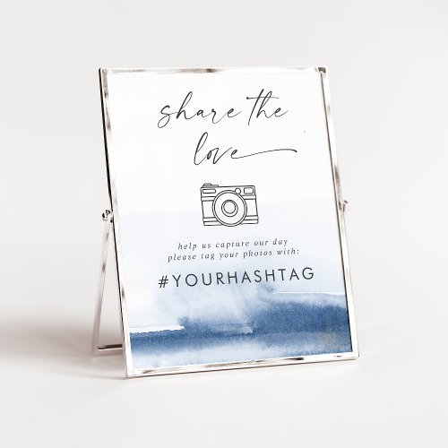Modern Watercolor Blue Share The Love Hashtag Sign