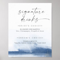 Modern Watercolor | Blue Signature Drinks Sign