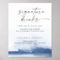 Modern Watercolor | Blue Signature Drinks Sign