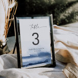 Modern Watercolor | Blue Table Number<br><div class="desc">This modern watercolor blue table number is perfect for a stylish contemporary wedding. The minimalist, classic and elegant design collection features simple water color paint brush strokes in pretty jewel tones. The card prints on the front and back (double-sided). Items are printed exactly as they appear on your screen when...</div>