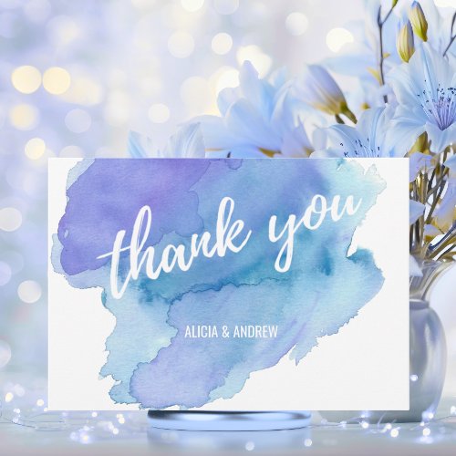 Modern Watercolor Blue Teal Turquoise THANK YOU