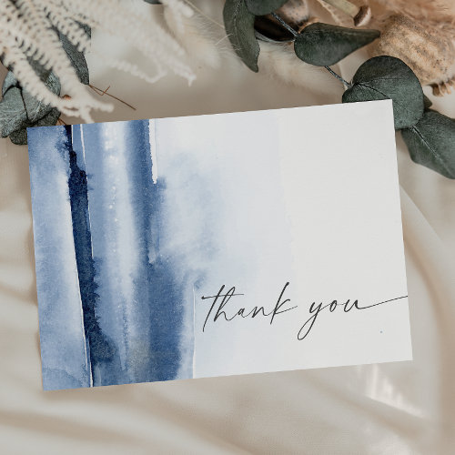 Modern Watercolor  Blue Thank You Card