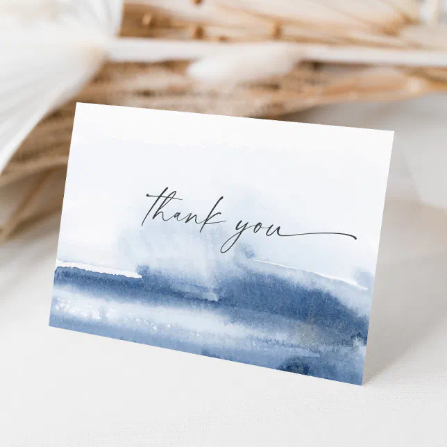 Modern Watercolor | Blue Thank You Card

