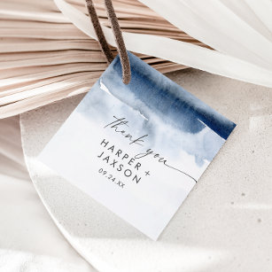 Modern Watercolor   Blue Thank You Favor Tags