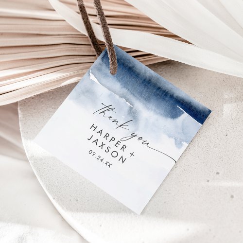 Modern Watercolor  Blue Thank You Favor Tags