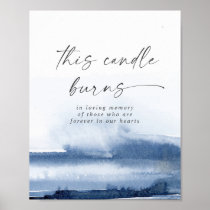Modern Watercolor Blue This Candle Burns Memorial Poster