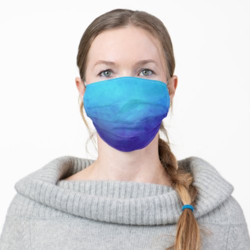 Modern Watercolor Blue  Turquoise Adult Cloth Face Mask