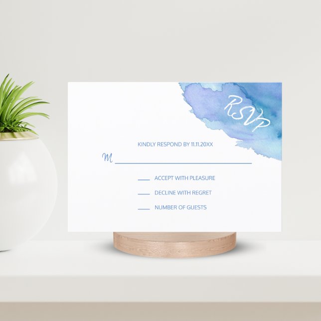 Modern Watercolor Blue Turquoise RSVP Insert Cards