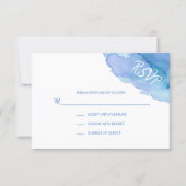 Modern Watercolor Blue Turquoise RSVP Insert Cards (Front)