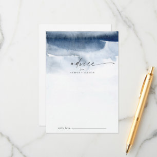 Modern Watercolor   Blue Wedding Advice Card