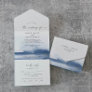Modern Watercolor | Blue Wedding All In One Invitation