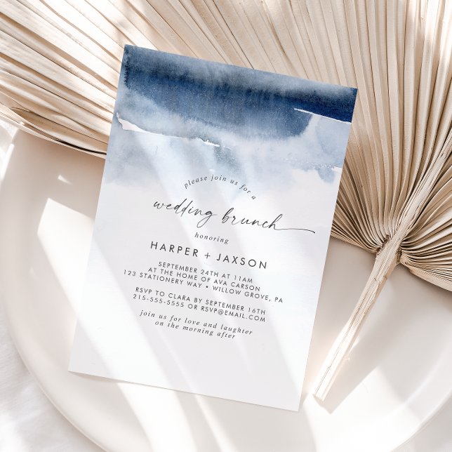 Modern Watercolor | Blue Wedding Brunch Invitation (Creator Uploaded)