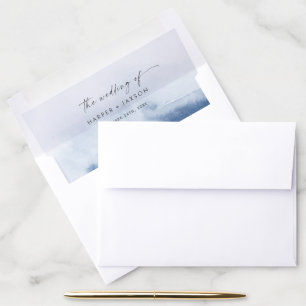 Modern Watercolor Blue Wedding Envelope Liner