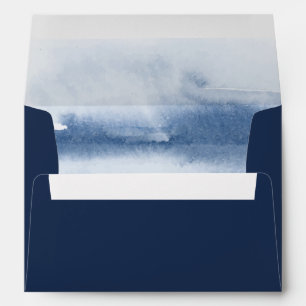 Modern Watercolor Blue Wedding Invitation Envelope