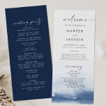 Modern Watercolor | Blue Wedding Program<br><div class="desc">This modern watercolor blue wedding program is perfect for a stylish contemporary wedding. The minimalist, classic and elegant design collection features simple water color paint brush strokes in pretty jewel tones. Include the name of the bride and groom, the wedding date and location, thank you message, order of service, bridal...</div>