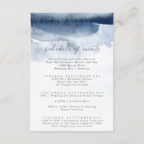 Modern Watercolor Blue Wedding Schedule of Events Enclosure Card