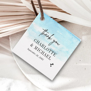 Modern Watercolor   Blue Wedding Thank You Favor Tags