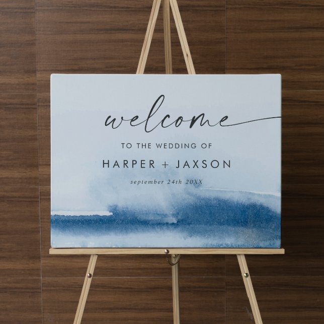 Modern Watercolor | Blue Wedding Welcome Foam Board (Creator Uploaded)