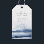 Modern Watercolor | Blue Wedding Welcome Gift Tags<br><div class="desc">These modern watercolor blue wedding welcome gift tags are perfect for a stylish contemporary wedding. The minimalist, classic and elegant design collection features simple water color paint brush strokes in pretty jewel tones. Personalize the tags with the location of your wedding, a short welcome note, your names, and wedding date....</div>
