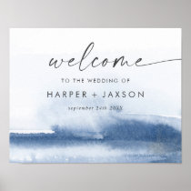 Modern Watercolor | Blue Wedding Welcome Poster