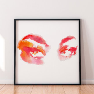Modern Watercolor Blush Pink Painting Female Eyes