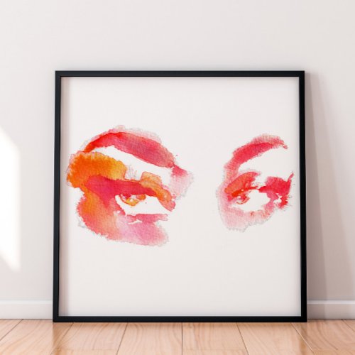 Modern Watercolor Blush Pink Painting Female Eyes Poster