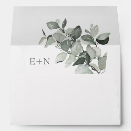 Modern Watercolor Boho Eucalyptus Wedding Envelope