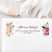 Modern Watercolor Boho Feathers Tribe flowers Label (Insitu)