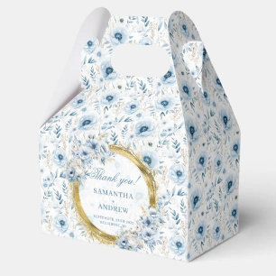 Modern Watercolor Boho Pastel Blue Gold Wedding Favor Boxes