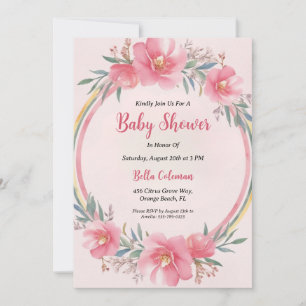 modern watercolor boho rainbow baby shower invitation