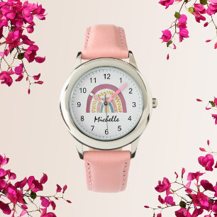 Modern Watercolor Boho Rainbow Custom Girls Cute Watch
