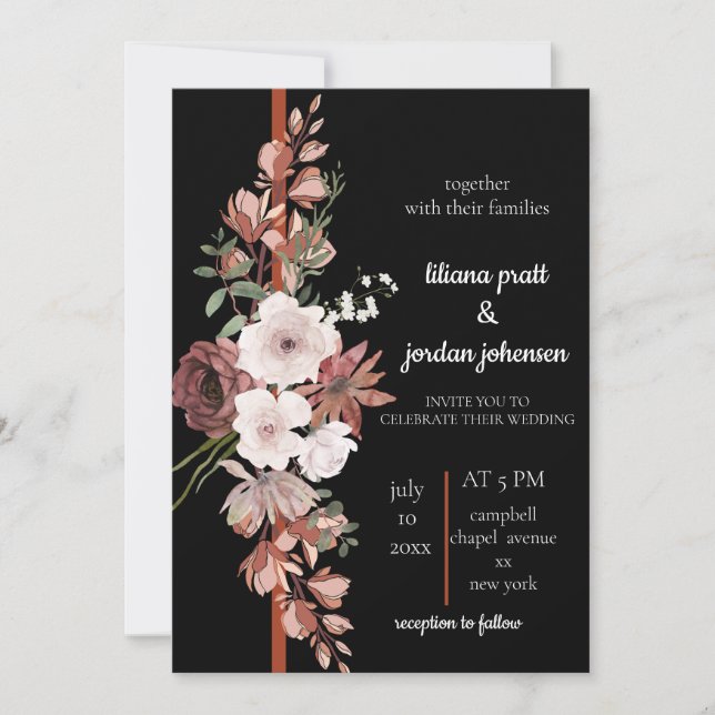 Modern Watercolor boho Wedding Invitation (Front)