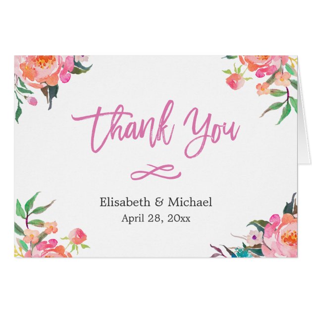 Modern Watercolor Botanical Floral Thank You Card